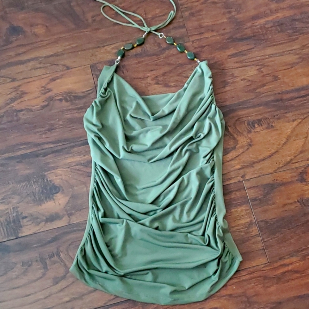 Body Central Large Green Top with Beads